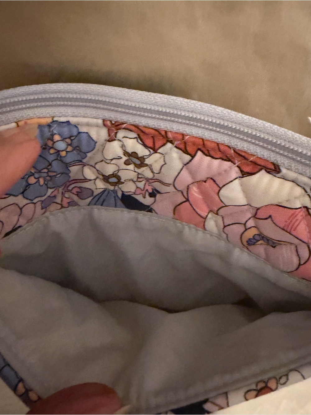 Vera Bradley Floral Quilted Crossbody in Blue, Pink & Brown - Picture 6 of 7